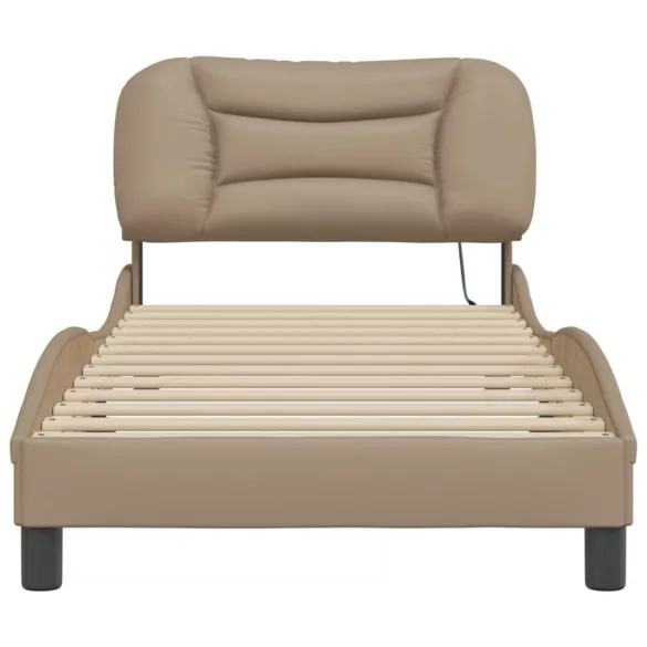 cappuccino színű ágykeret LED-ekkel matrac nélkül Hvar 80 x 200 cm
