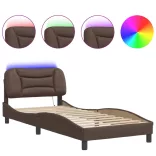 barna ágykeret LED-ekkel matrac nélkül Hvar 90x190 cm