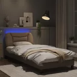 cappuccino színű ágykeret LED-ekkel matrac nélkül Hvar 90x190 cm