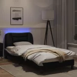 fekete és fehér ágykeret LED-ekkel matrac nélkül Hvar 90x190 cm