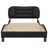 fekete ágykeret LED-ekkel matrac nélkül Hvar 100 x 200 cm