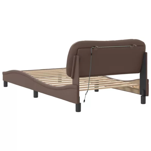 barna ágykeret LED-ekkel matrac nélkül Hvar 100 x 200 cm