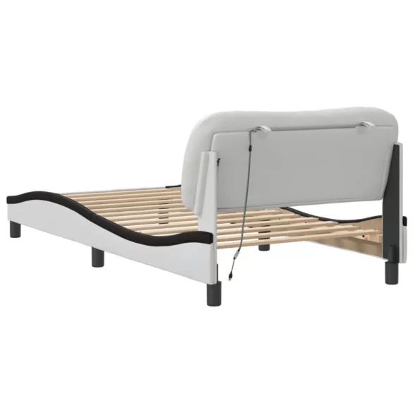 fehér és fekete ágykeret LED-ekkel matrac nélkül Hvar 100 x 200 cm