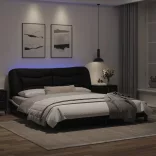 fekete és fehér ágykeret LED-ekkel matrac nélkül Hvar 180 x 200 cm