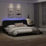 fekete ágykeret LED-ekkel matrac nélkül Hvar 200x200 cm