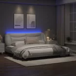 fehér ágykeret LED-ekkel matrac nélkül Hvar 200x200 cm