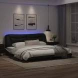 fekete és fehér ágykeret LED-ekkel matrac nélkül Hvar 200x200 cm