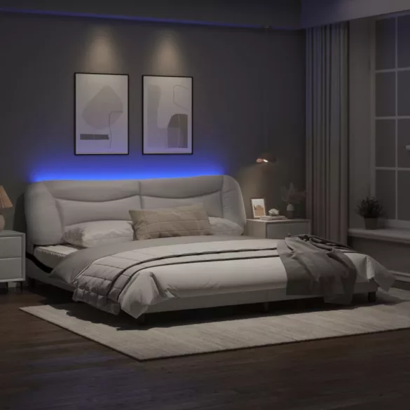 fehér és fekete ágykeret LED-ekkel matrac nélkül Hvar 200x200 cm