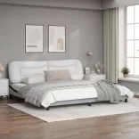 fehér és fekete ágykeret LED-ekkel matrac nélkül Hvar 200x200 cm