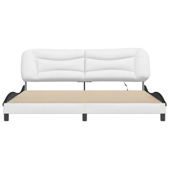 fehér és fekete ágykeret LED-ekkel matrac nélkül Hvar 200x200 cm