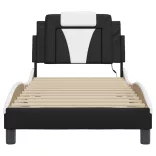 fekete és fehér ágykeret Viana LED-ekkel matrac nélkül 80 x 200 cm