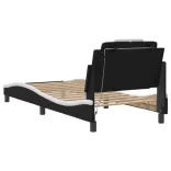 fekete és fehér ágykeret Viana LED-ekkel matrac nélkül 80 x 200 cm