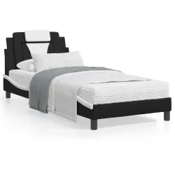   fekete és fehér ágykeret Viana LED-ekkel matrac nélkül 90x190 cm