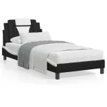 fekete és fehér ágykeret Viana LED-ekkel matrac nélkül 90 x 200 cm
