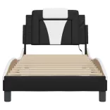 fekete és fehér ágykeret Viana LED-ekkel matrac nélkül 90 x 200 cm
