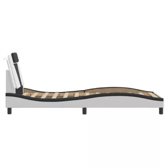 fehér és fekete ágykeret Viana LED-ekkel matrac nélkül 90 x 200 cm