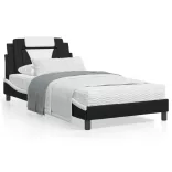 fekete és fehér ágykeret Viana LED-ekkel matrac nélkül 100 x 200 cm