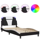 fekete és fehér ágykeret Viana LED-ekkel matrac nélkül 100 x 200 cm