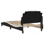 fekete és fehér ágykeret Viana LED-ekkel matrac nélkül 100 x 200 cm