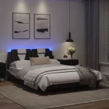 fekete és fehér ágykeret Viana LED-ekkel matrac nélkül 120 x 200 cm