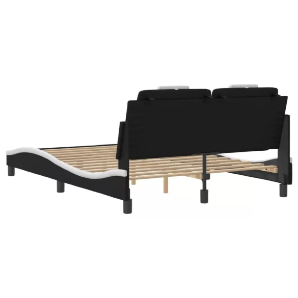 fekete és fehér ágykeret Viana LED-ekkel matrac nélkül 120 x 200 cm