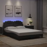 szürke ágykeret Viana LED-ekkel matrac nélkül 140 x 190 cm