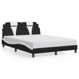 fekete és fehér ágykeret Viana LED-ekkel matrac nélkül 140 x 190 cm