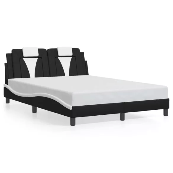 fekete és fehér ágykeret Viana LED-ekkel matrac nélkül 140 x 190 cm