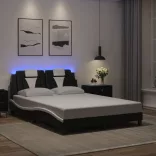 fekete és fehér ágykeret Viana LED-ekkel matrac nélkül 140 x 190 cm