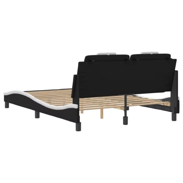 fekete és fehér ágykeret Viana LED-ekkel matrac nélkül 140 x 190 cm