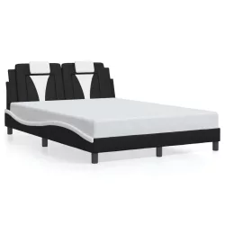   fekete és fehér ágykeret Viana LED-ekkel matrac nélkül 140 x 200 cm