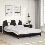 fekete és fehér ágykeret Viana LED-ekkel matrac nélkül 140 x 200 cm