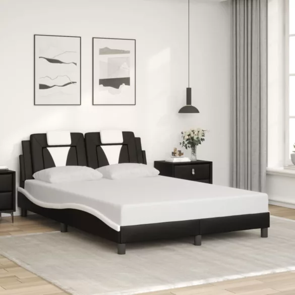 fekete és fehér ágykeret Viana LED-ekkel matrac nélkül 140 x 200 cm