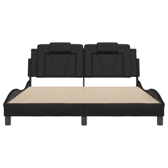 fekete ágykeret Viana LED-ekkel matrac nélkül 160 x 200 cm