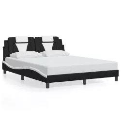   fekete és fehér ágykeret Viana LED-ekkel matrac nélkül 160 x 200 cm