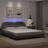 szürke ágykeret Viana LED-ekkel matrac nélkül 180 x 200 cm