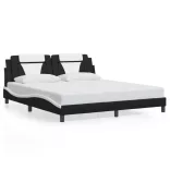 fekete és fehér ágykeret Viana LED-ekkel matrac nélkül 180 x 200 cm