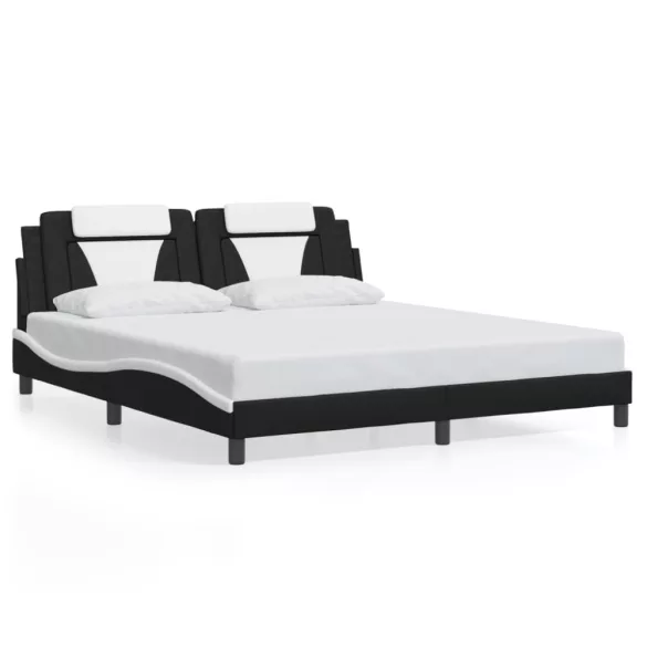 fekete és fehér ágykeret Viana LED-ekkel matrac nélkül 180 x 200 cm