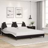 fekete és fehér ágykeret Viana LED-ekkel matrac nélkül 180 x 200 cm