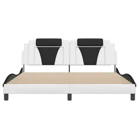 fehér és fekete ágykeret Viana LED-ekkel matrac nélkül 180 x 200 cm