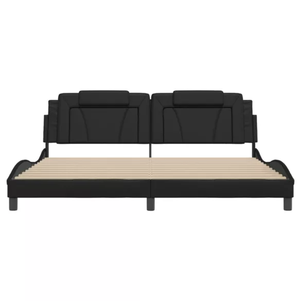 fekete ágykeret Viana LED-ekkel matrac nélkül 200x200 cm