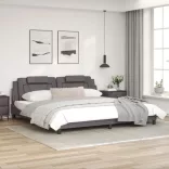szürke ágykeret Viana LED-ekkel matrac nélkül 200 x 200 cm