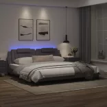 szürke ágykeret Viana LED-ekkel matrac nélkül 200 x 200 cm
