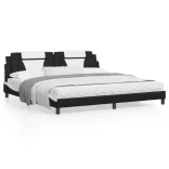 fekete és fehér ágykeret Viana LED-ekkel matrac nélkül 200x200 cm