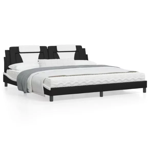 fekete és fehér ágykeret Viana LED-ekkel matrac nélkül 200x200 cm