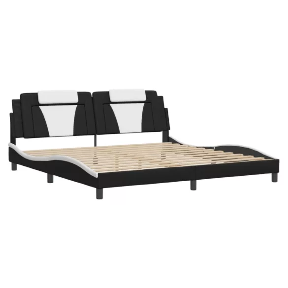 fekete és fehér ágykeret Viana LED-ekkel matrac nélkül 200x200 cm