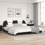 fekete és fehér ágykeret Viana LED-ekkel matrac nélkül 200x200 cm