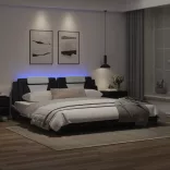 fekete és fehér ágykeret Viana LED-ekkel matrac nélkül 200x200 cm