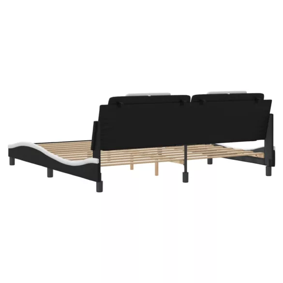 fekete és fehér ágykeret Viana LED-ekkel matrac nélkül 200x200 cm