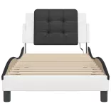 fehér és fekete ágykeret LED-ekkel matrac nélkül Zadar 90x190 cm